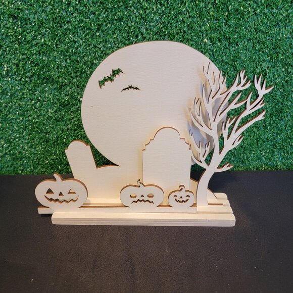Place & Time 4 Piece Unfinished Wood Halloween Craft with Pumpkins - Picture 1 of 5